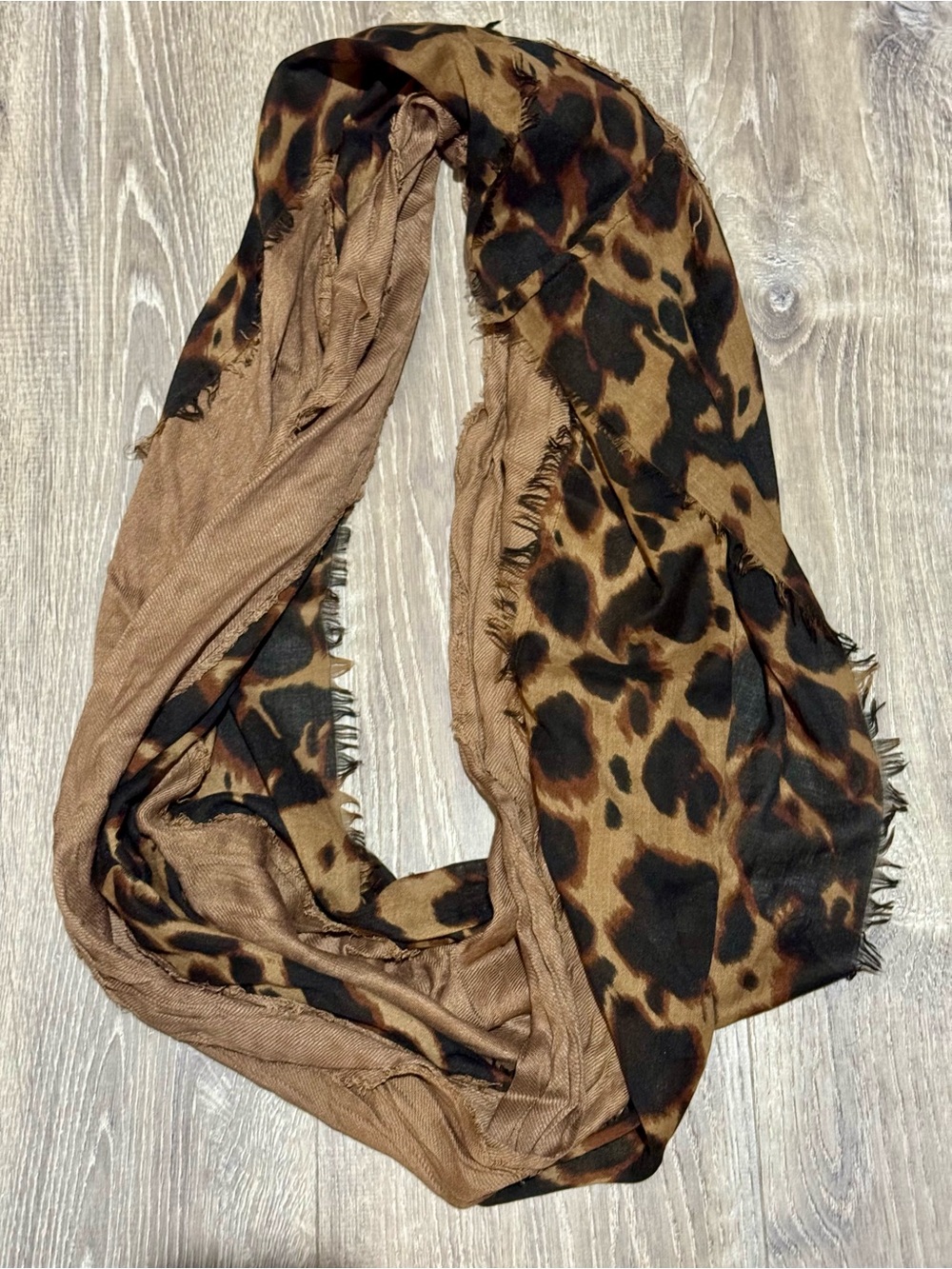 Leopard Print Infinity Scarf - Brown